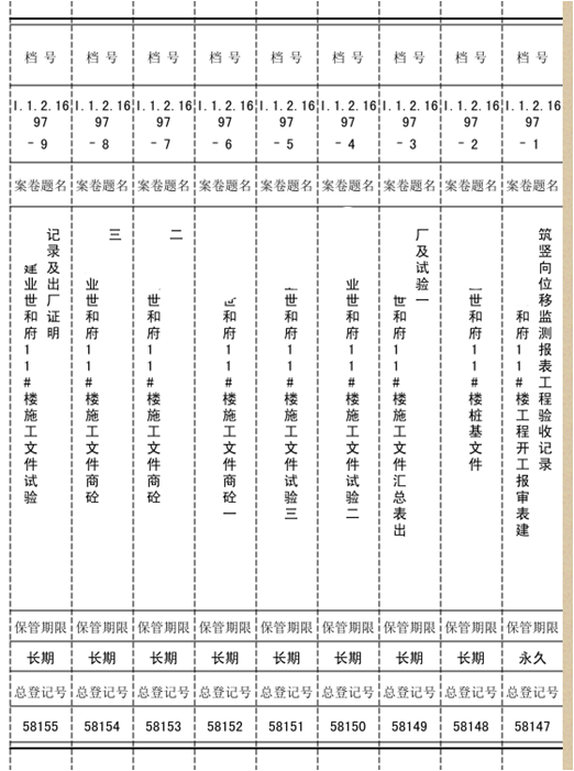 勤哲Excel服务器实现工程类档案管理系统 - 打印效果脊背页