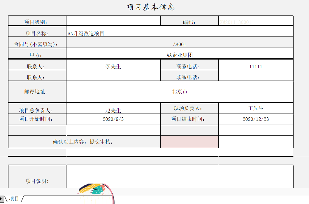 用勤哲Excel服务器实现项目管理系统 - 项目信息